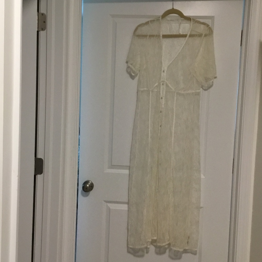 See Trough cream lace dress by Anthropologie